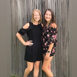 Black Ruffle Romper with Pockets